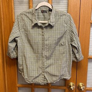 EUC Route 66 Stretch Plaid Elbow Sleeve Shirt